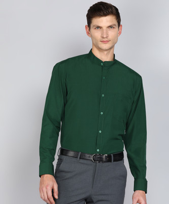 Appel Touch Men Solid Formal Dark Green Shirt