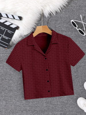 Varidashi Women Solid Casual Maroon Shirt