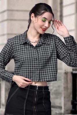 METRONAUT Women Checkered Casual Green Shirt