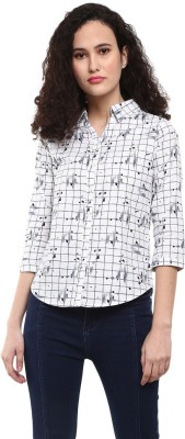 V-MART Women Printed Casual White Shirt