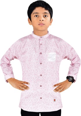 MADE IN THE SHADE Boys Self Design Casual Pink, White Shirt