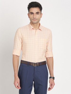 TURTLE Men Checkered Formal Blue, Orange Shirt