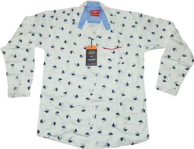 ROCKHOOD Boys Printed Party White Shirt