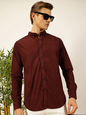 THOMAS SCOTT Men Self Design Casual Maroon Shirt