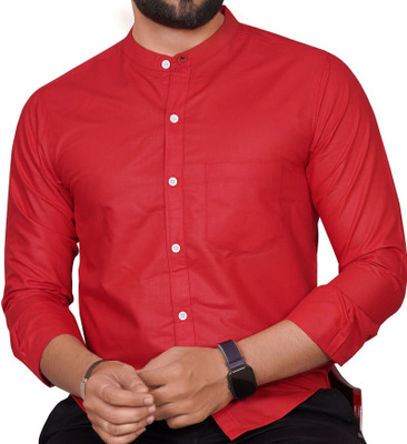 GLOBAL NOMAD Men Solid Casual Red Shirt