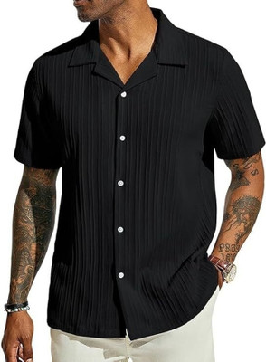 METRONAUT Men Self Design Casual Black Shirt