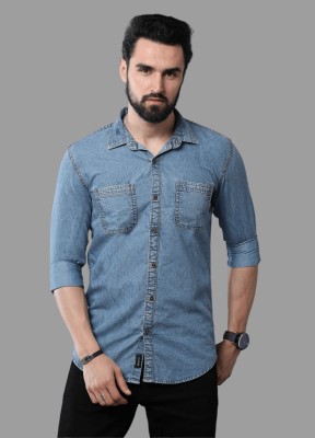 CAZZBA Men Solid Casual Blue Shirt