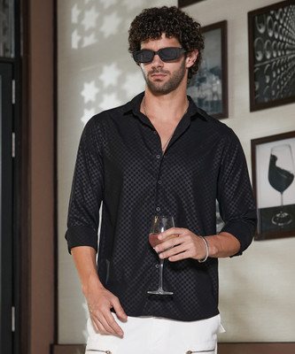 CAMPUS SUTRA Men Printed Casual Black Shirt