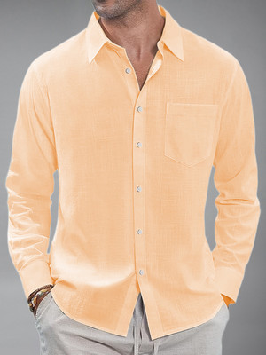 Vida Loca Men Solid Casual Orange Shirt