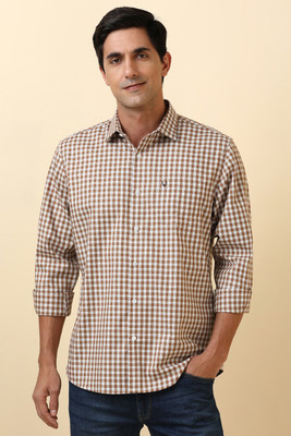 Allen Solly Men Checkered Casual Brown, White Shirt