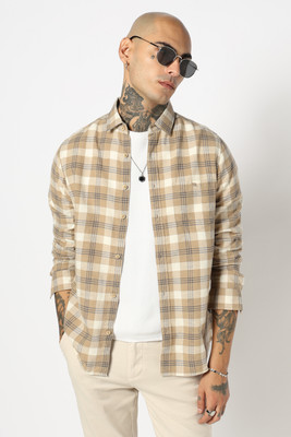 Blue Buddha Men Checkered Casual Green Shirt