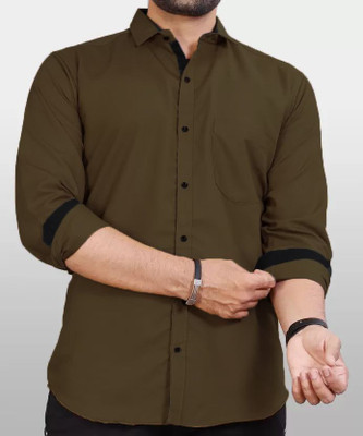 PEARL OCAN Men Self Design Casual Brown Shirt
