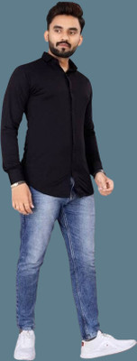 StellLIFEsTYLE Men Solid Casual Black Shirt