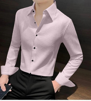 MOXTE Men Self Design Formal Pink Shirt