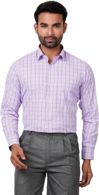 MAHARAJA Men Checkered Formal Purple Shirt