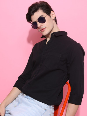 HIGHLANDER Men Solid Casual Black Shirt