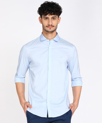 PETER ENGLAND Men Solid Casual Light Blue Shirt