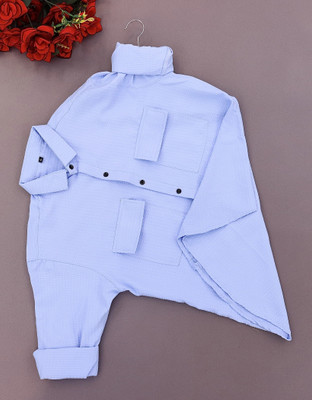 SHFASHION Men Solid Casual Blue Shirt