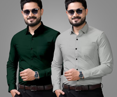 CHEAPSHIRTS Men Solid Formal Multicolor Shirt(Pack of 2)