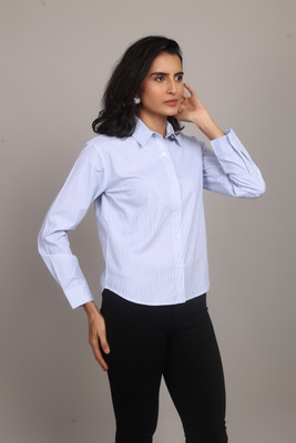 MODYNE Women Striped Casual Blue Shirt
