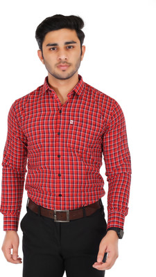 Tiki ties Men Checkered Casual Red, White, Dark Blue Shirt