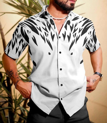 SANBROS Men Printed Casual Black, White Shirt