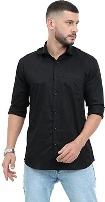 Style Nest Men Solid Casual Black Shirt