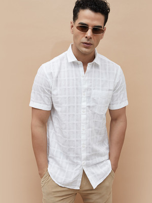 CODE by Lifestyle Men Checkered Casual White Shirt