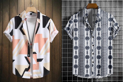 VD Looks Men Printed Casual Multicolor Shirt(Pack of 2)