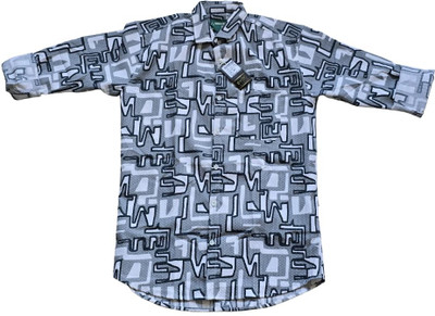 Wedani Men Printed Casual Grey, Dark Blue Shirt