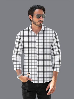 Broon Men Checkered Casual Black, White Shirt