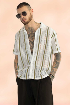Japrin Creation Men Self Design Formal Light Green Shirt