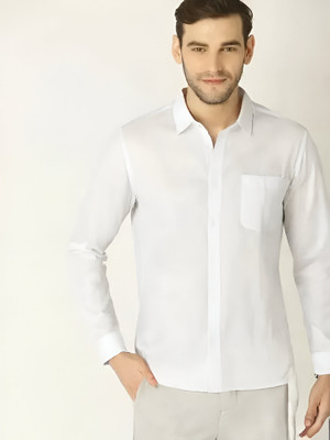 Purever India Men Solid Formal White Shirt