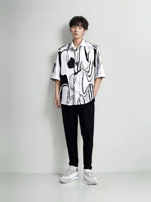 MOXTE Men Printed Casual White Shirt
