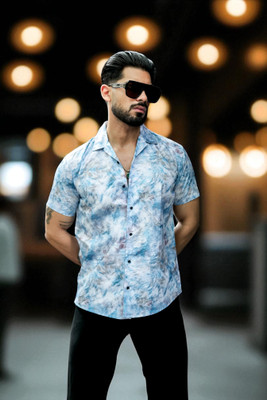 Aarvi Trendzz Men Printed Casual Light Blue, White Shirt