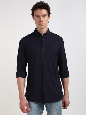 Calvin Klein Jeans Men Solid Casual Blue Shirt