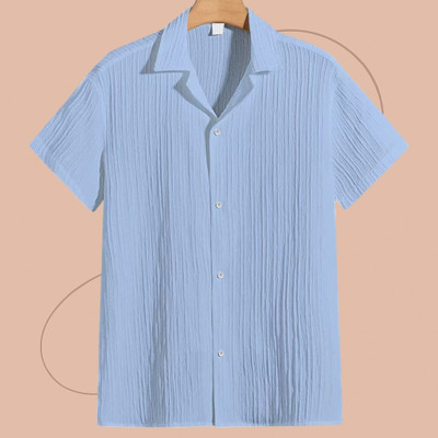 Dharamraj Fashion Men Self Design, Striped Casual Light Blue Shirt