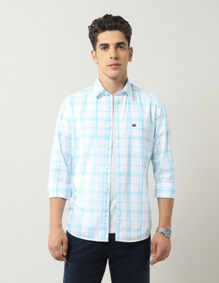 Arrow Sport Men Checkered Casual White, Blue Shirt