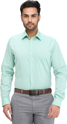 Raymond Men Self Design Formal Green Shirt