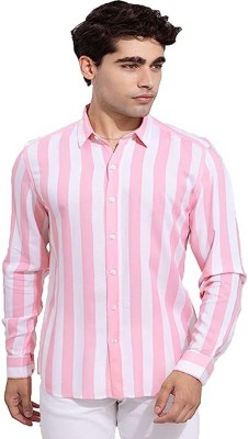 Gayatri Collections Men Striped Casual Black, Pink Shirt