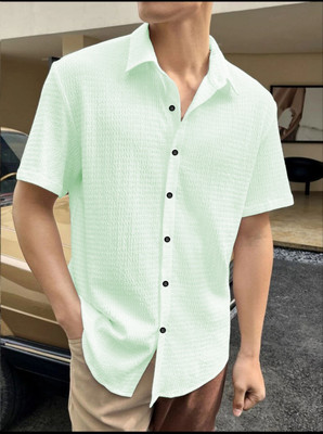 METRONAUT Men Solid Casual Light Green Shirt