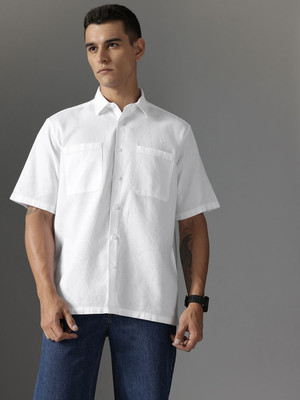 FCUK Men Self Design Casual White Shirt