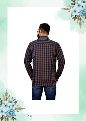 Arthz Fab Trend Men Checkered Casual Grey, Dark Blue Shirt