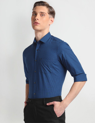 ARROW Men Checkered Formal Blue Shirt