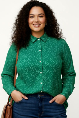 stylemyth Women Printed Casual Green Shirt