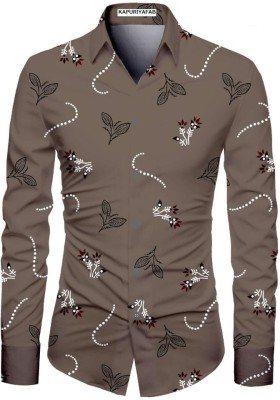 KAPURIYA FAB Men Printed Casual Brown Shirt