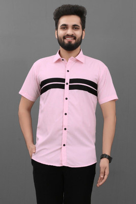 GAZZY CREATION Men Striped Casual Pink Shirt