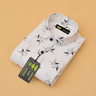 SHIRTZONE Men Graphic Print Casual White Shirt