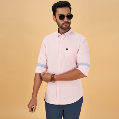 Byford by Pantaloons Men Solid Casual Pink Shirt