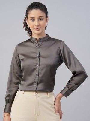 SENGROW Women Solid Formal Grey Shirt